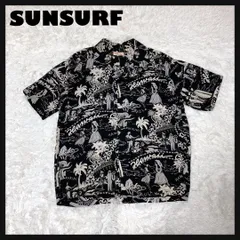 極美品】SUNSURF アロハシャツ 半袖 開襟 幾何学 モダン 黒 XL すべて