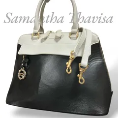 【MY0441】Samantha Thavasa サマンサタバサ 2way ハンドバッグ ショルダーバッグ PVCレザー バイカラー ブラック ホワイト