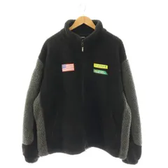 エクストララージ X-LARGE PANELED BOA FLEECE JACKET ボア フリースジャケット ジップアップ XL ブラック 101234021017 /YM ■GY01