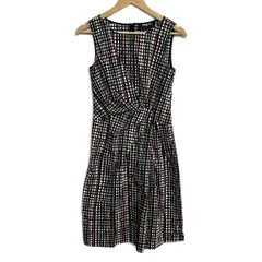 PAULEKA(ポールカ) ワンピース サイズ36 S レディース美品  - 黒×レッド×マルチ クルーネック/ノースリーブ/ひざ丈/チェック柄