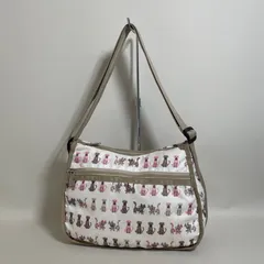 2603-86｜レスポートサック ショルダーバッグ ナイロン ベージュ 犬猫柄