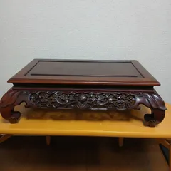 透かし彫り唐草文 猫足花台 飾台 香炉台 盆栽台 華道具