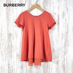 BURBERRY BLUE LABEL バーバリーブルーレーベル ホースロゴ刺繡 バックリボン チェック 切替 フレア 半袖 チュニック オレンジ