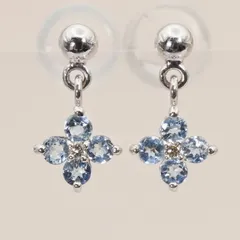 ヴァンドーム青山 K10 アクアマリン フラワーモチーフ ピアス/25-1152