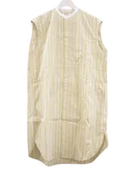 ジムフレックス Gymphlex バンドカラー ロングシャツ ワンピース チュニック ストライプ イエロー系 14 ノースリーブ