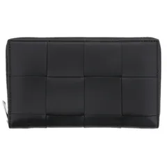 BOTTEGAVENETA ボッテガヴェネタ カセット ジップアラウンド ウォレット 長財布 649607 レディース レザー ブラック 中古