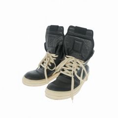 リックオウエンス Rick Owens GEOBASKET ジオバスケット レザー ハイカットスニーカー 靴 41 1/2 ブラック/ホワイト 白 黒