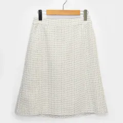 23区 ラメツイード タイトスカート レディース 36 ホワイト ひざ丈 セレモニー セットアップ スカート 入学式 卒業式 入園式 HS0152 /