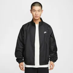 ナイキ クラブ ROSCOE フルジップ ジャケット メンズ NIKE Club メンズ ルーズ 長袖 アウター 軽量 はっ水 裏メッシュ ウインドジャケット トレーニング スポーツウェア 刺繍ロゴ 黒 ブラック ジャンバー メンズウエア/HV1140-010