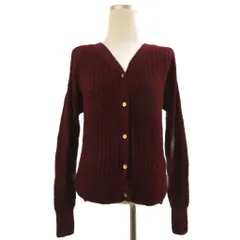 ナノユニバース nano universe ニット カーディガン Vネック ケーブル編み ウール 赤系 バーガンディー 36
