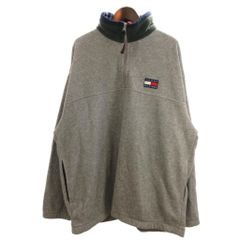 トミーヒルフィガー TOMMY HILFIGER ヴィンテージ フリースジャケット プルオーバー ハーフジップ ロゴ 灰色 グレー M