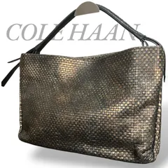 【MY0458】Cole Haan コールハーン トートバッグ ワンショルダーバッグ  レザー ブラック 黒 イントレチャート メタリック 肩掛け マグネットホック