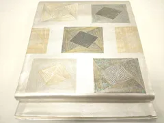 平和屋着物▼太鼓袋帯　螺鈿箔　幾何学文　金銀彩　正絹　逸品　CABE0848vf