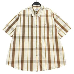 Carhartt カーハート チェック柄 半袖 ボタンダウンシャツ メンズ2XL 古着 100%コットン ビッグサイズ 茶色 黄色 ホワイト【半袖シャツ】 / IA263