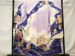 平和屋着物■豪華振袖　駒刺繍　御所車枝花文　暈し染め　銀彩　銀通し地　正絹　逸品　CABE1917ev