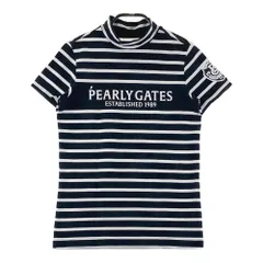 サイズ：0 PEARLY GATES パーリーゲイツ  モックネック半袖Tシャツ ボーダー柄 ブラック系 [240101640278] ゴルフウェア レディース ストスト