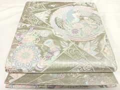 平和屋着物▽極上 野蚕糸 クリキュラ 訪問着 紬 単衣 更紗横段文 証紙