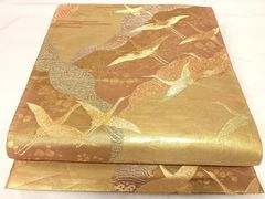 平和屋着物◎六通柄袋帯 唐織 鴛鴦花文 金糸 正絹 逸品 DAAU0323cd