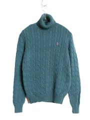 【お得なクーポン配布中!】 ラルフローレン タートルネック コットン ケーブル ニット セーター レディース M 古着 ポロ スポーツ 長袖ニット ワンポイント ハイネック