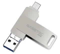 BASETEC 64GB USBメモリ スマホ用 3in1 フラッシュドライブ Lightnin/Type-C/USB3.0 PC パソコン 高速データ転送 iphoneデータ移行 iOS/Android/Mac対応 シルバー