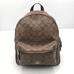 COACH コーチ シグネチャー ミニリュックサック ブラウンレザー 総柄