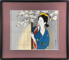 上村松園【新蛍】　木版画　黄袋　タトウ箱あり　二重箱 上村松園【新蛍】 木版画 黄袋 タトウ箱あり 二重箱 - メルカリ