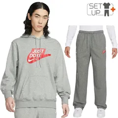 ナイキ スウェット メンズ 上下 NIKE クラブ プルオーバーパーカー ロングパンツ セットアップ 裏毛 スエット 灰色 グレー 上下組 男性 スポーツウエア  服 フレンチテリー  メンズウェア/IF0692-063-SET