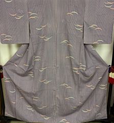なでしこ】夏着物 正絹 細絽 露芝 麻の葉 着丈159 裄丈65 k1347 - メルカリ
