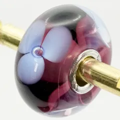 廃盤品 トロールビーズ パープル フラワー ビーズ/25-2505