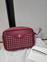 ロンシャン レッド スタッズ ミニ クロスバック
