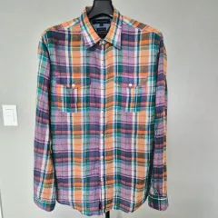 トミーヒルフィガー M 95-100 リネン 麻 シャツ シャツ M-長袖-674