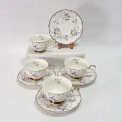 ＨＯＹＡ ◆【洋食器】HOYA/花柄カップ&ソーサ（4客） すまい 雑貨 ギフト ギフト【中古】 