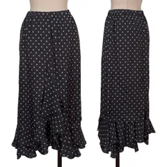 ジュンヤワタナベ コムデギャルソンJUNYA WATANABE COMME des GARCONS キュプラドットプリントフリルスカート 紺白Sのサムネイル