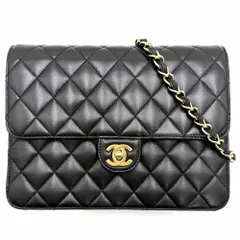 【在庫一掃】 シャネル ショルダーバッグ レディース 肩掛け 斜め掛け マトラッセ Matelasse ココマーク ターンロック シングルフラップ シングルチェーン CHANEL ラムスキン ブラック 黒 ゴールド金具【中古品】