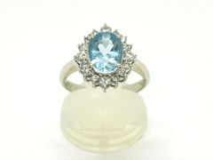 PT900 アクアマリンダイヤリング 1.11ct 0.34ct ＃15.5 - メルカリ
