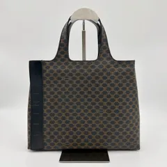 CELINE （セリーヌ）  マカダム ブラゾン ロゴ ハンドバッグ PVC レザー ブラウン ブラック 黒 ゴールド金具 トリオンフ トートバッグ レディース 【中古】