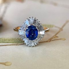 pt900 サファイアダイヤリング大粒高品質サファイア2.65ctダイヤ0.71 