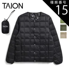 【新品】 種類15：KHAKI/XL タイオン ベーシック クルーネックボタン インナーダウンジャケット TAION-104 メンズ 黒/ネイビー/カーキグリーン M/L/XL 保温 羽毛 軽量 暖かい 収納袋付き クルーネック