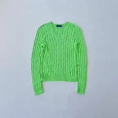 【極短丈・稀少色】ラルフローレン コットン ケーブルニット ライムグリーン S