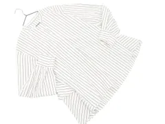 OPAQUE オペーク ストライプ フリル キーネック プルオーバー シャツ size38/白ｘ黒 ■◇ レディースのサムネイル