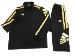 adidas アディダス ロゴ刺繍 ジャージ上下 セットアップ sizeL/黒 ■◇ メンズ