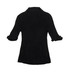 ジャンポールゴルチエ クラシックJean Paul GAULTIER CLASSIQUE リネン5分袖モックネックリブニット 黒48のサムネイル