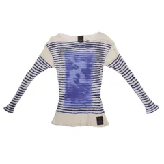 ジャンポールゴルチエ クラシックJean Paul GAULTIER CLASSIQUE フレームフェイスプリントボーダーリブニットソー アイボリー青48のサムネイル