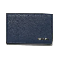GUCCI グッチ ロゴ フラップ カードホルダー 現行 グレイン カーフ パスケース 名刺入れ スナップボタン コンパートメント ロゴメタル ブルー カードケース 771152 AABXM 4236