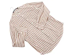 nano universe ナノユニバース ストライプ シャツ sizeXL/白ｘ茶 ■◇ メンズ