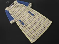 QUEENS COURT クイーンズコート ツイード 切替 Iライン ワンピース size1/オフホワイトｘ青 ■◇ レディースのサムネイル