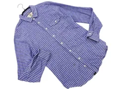 AIGLE エーグル 綿麻 ボーダー シャツ sizeS/青 ■◇ メンズのサムネイル