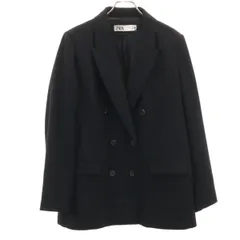 ZARA ザラ テーラードジャケット L ブラック ダブルボタン レディース 古着