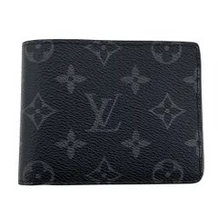 LOUIS VUITTON ルイ・ヴィトン ポルトフォイユ ミュルティプル 二つ折り財布 M61695 メンズ モノグラムエクリプス ブラック 中古