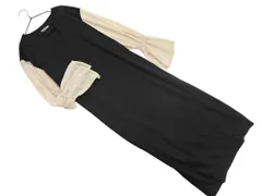 mily bilet ミウィビレット クラシカルエルフ 切替 フレアスリーブ Iライン ワンピース sizeM/黒ｘベージュ ■◇ レディース